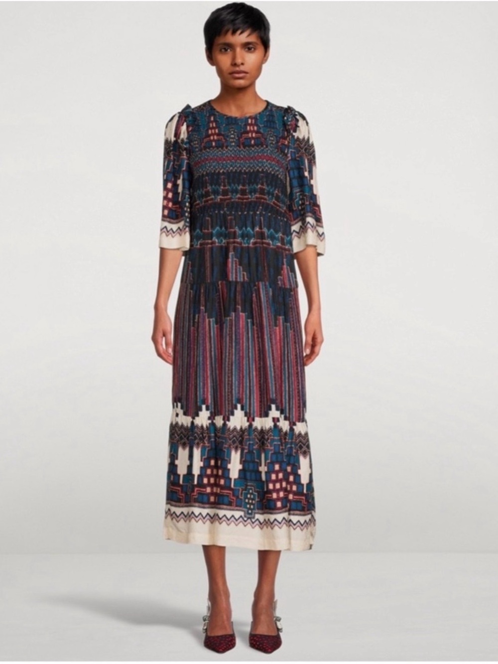 Ba’sh Printed Midi Dress with Geometric Print, Boho, size XS